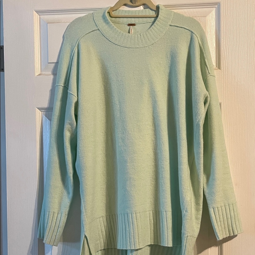 Free People Mint Green Crew Neck Tunic Sweater